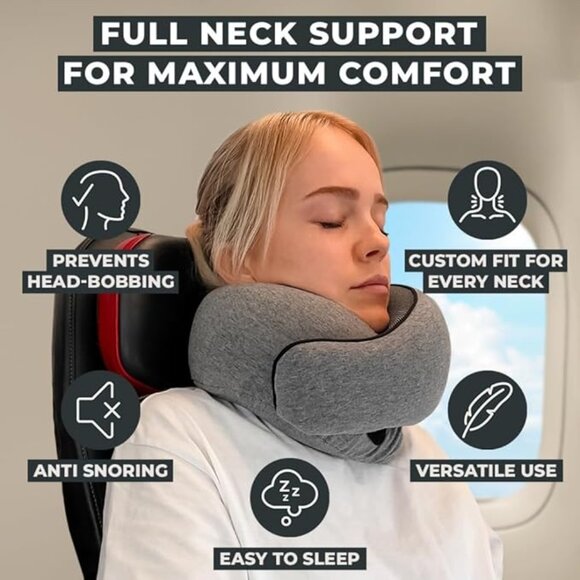 Gray and Black Travel Neck Pillow - Picture 1 of 6